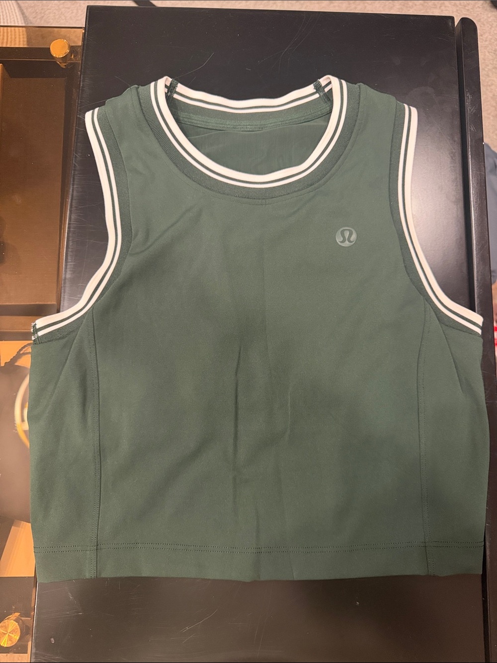 lululemon athletica Dark Green Athletic Tank with White Trim 8